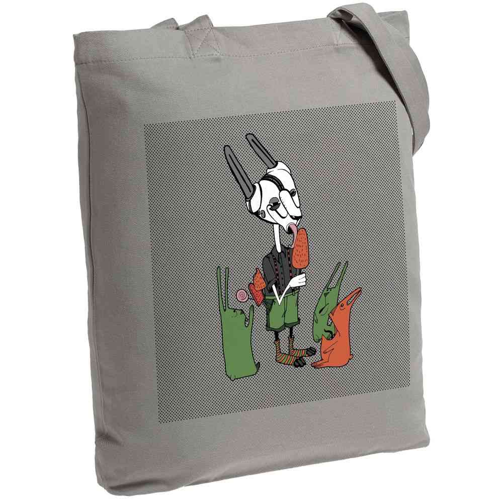 Холщовая сумка &laquo;Зайцы и морковное мороженое&raquo;, серая