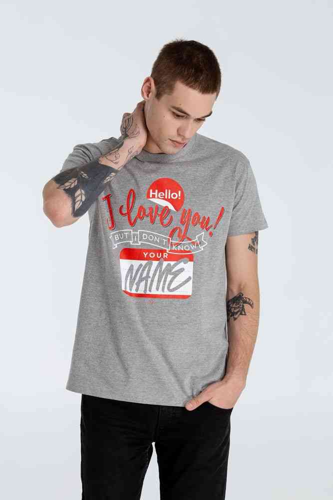 Футболка Hello! I Love You!, серый меланж Футболка Hello! I Love You!, серый меланж