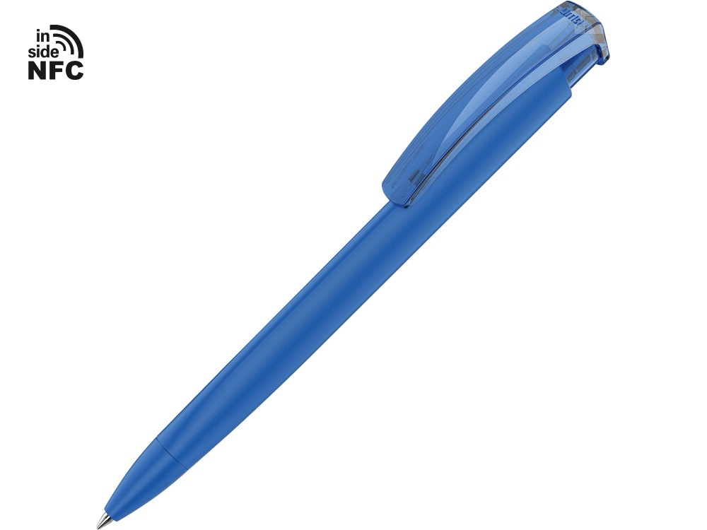 Ручка пластиковая шариковая трехгранная Trinity K transparent Gum soft-touch с чипом передачи информации NFC