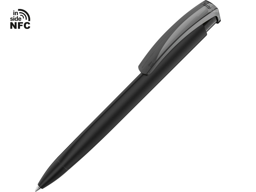 Ручка пластиковая шариковая трехгранная Trinity K transparent Gum soft-touch с чипом передачи информации NFC