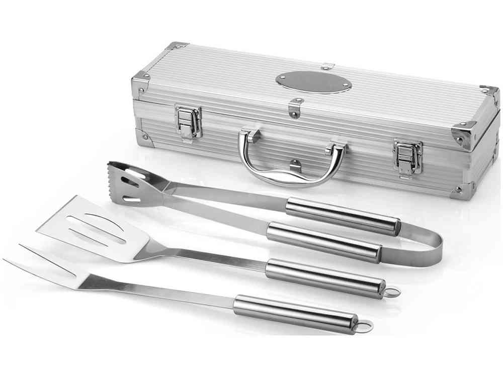Набор для барбекю в кейсе: лопатка, щипцы, вилка «Salvy» Набор для барбекю в кейсе: лопатка, щипцы, вилка «Salvy»