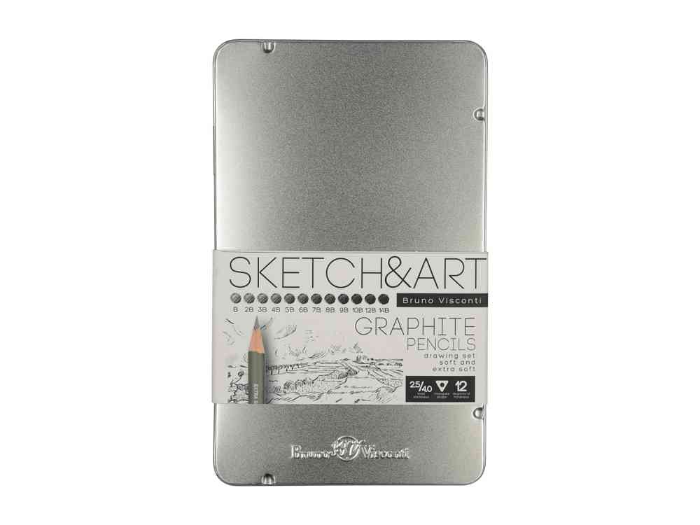 Набор из 12 чернографитовых карандашей «Sketch & Art» В - 14В Набор из 12 чернографитовых карандашей «Sketch & Art» В - 14В