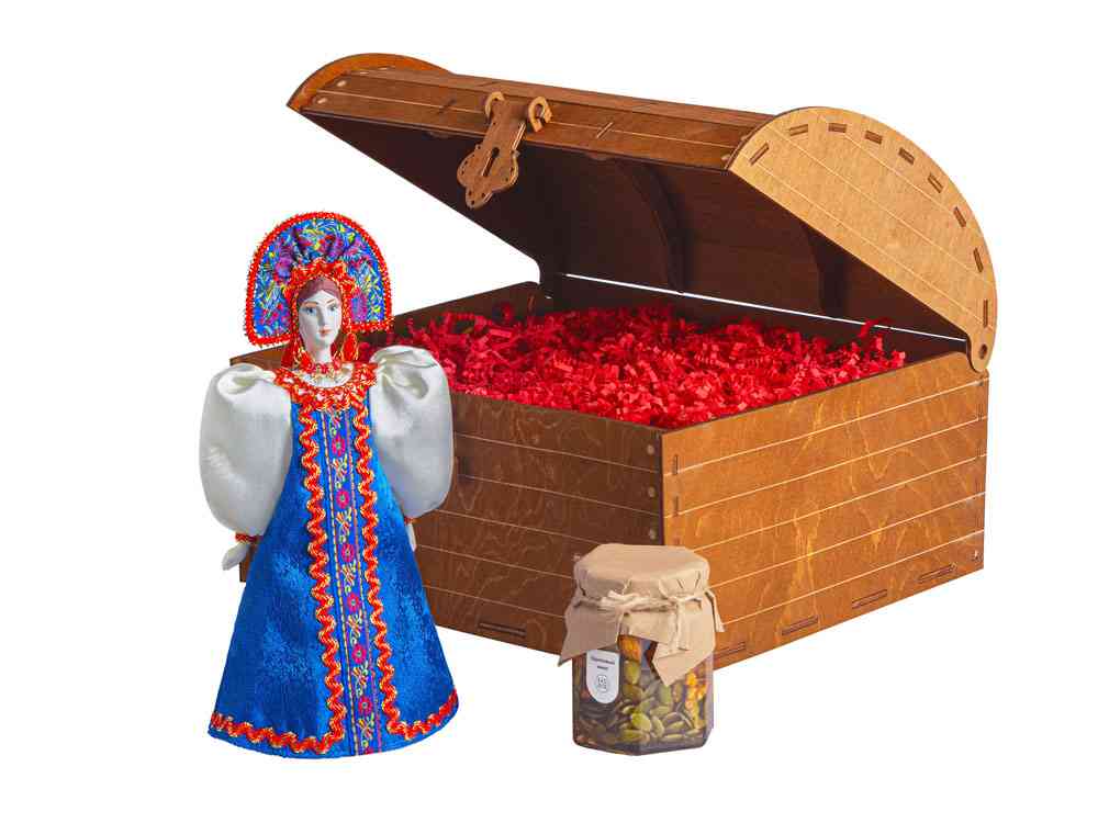 Подарочный набор: кукла фарфоровая, мёд с миксом из орехов Подарочный набор: кукла фарфоровая, мёд с миксом из орехов