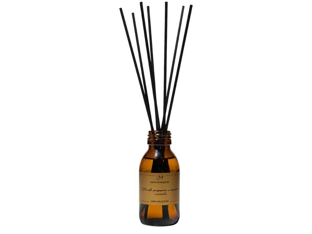 Ароматический диффузор с палочками, черный перец и амбра, нероли, 100 мл Ароматический диффузор с палочками, черный перец и амбра, нероли, 100 мл