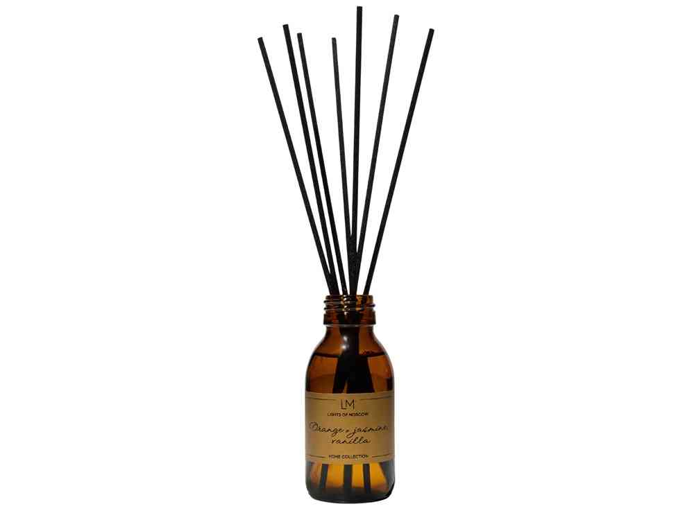 Ароматический диффузор с палочками, апельсин и жасмин, ваниль, 100 мл Ароматический диффузор с палочками, апельсин и жасмин, ваниль, 100 мл