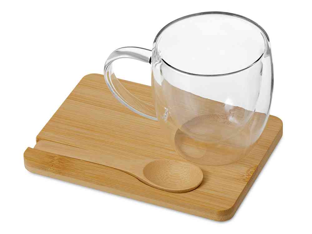 Кружка с двойными стенками на подставке с ложкой «Teatrio» Кружка с двойными стенками на подставке с ложкой «Teatrio»