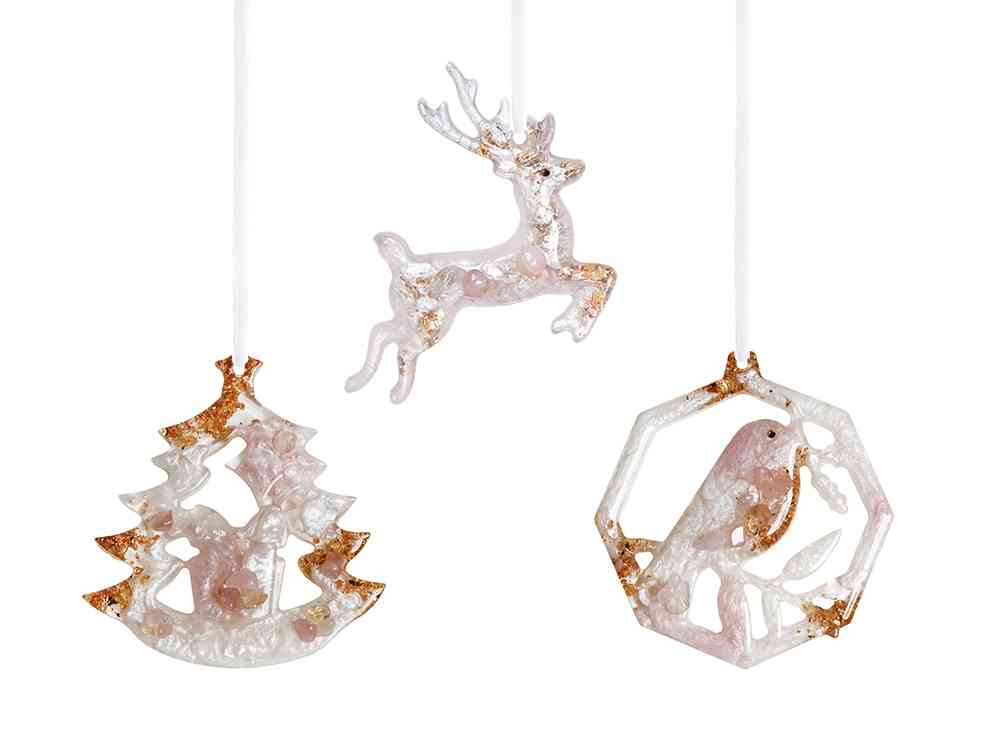 Набор елочных игрушек: Снегирь, Олень, Ель Набор елочных игрушек: Снегирь, Олень, Ель