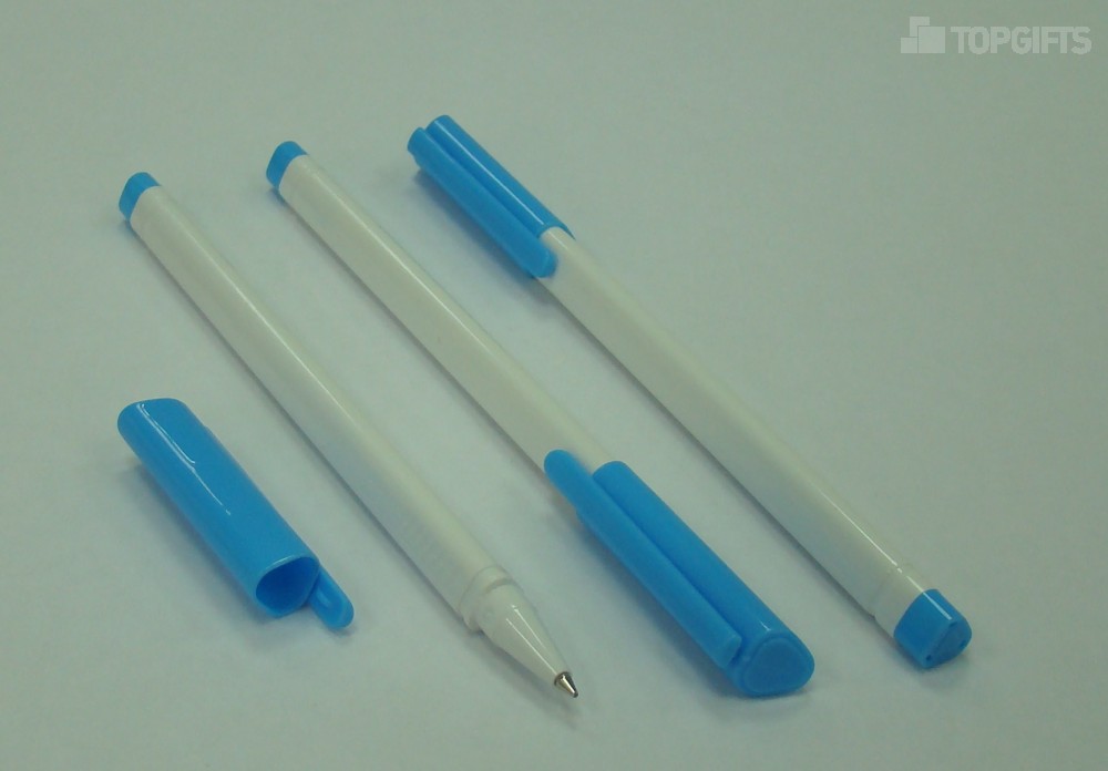 Ручка шариковая Призма, бело-голубая