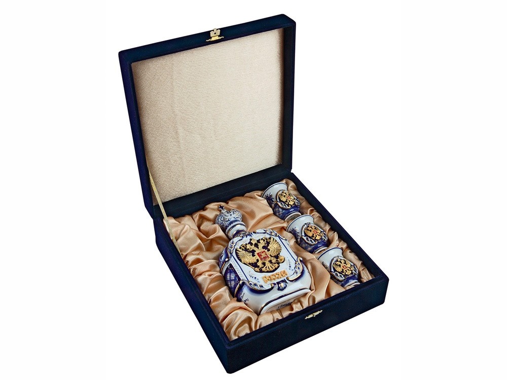 Набор Россия: штоф для водки с тремя стопками - 2