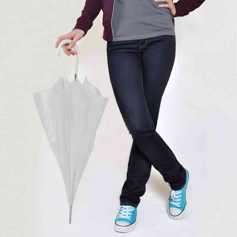 Зонт-трость с пластиковой ручкой, механический; белый; D=103 см; 100% полиэстер 190T - 2