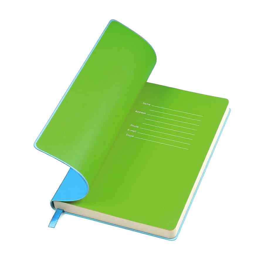 Бизнес-блокнот "Funky" А5, голубой,  зеленый форзац, мягкая обложка, в линейку - 5
