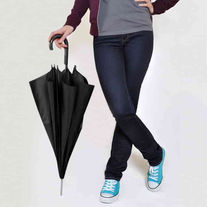 Зонт-трость с пластиковой ручкой, механический; черный; D=103 см; 100% полиэстер 190 T - 2