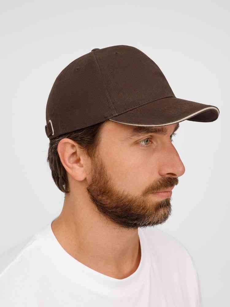 Бейсболка Buffalo, коричневая с бежевым - 7