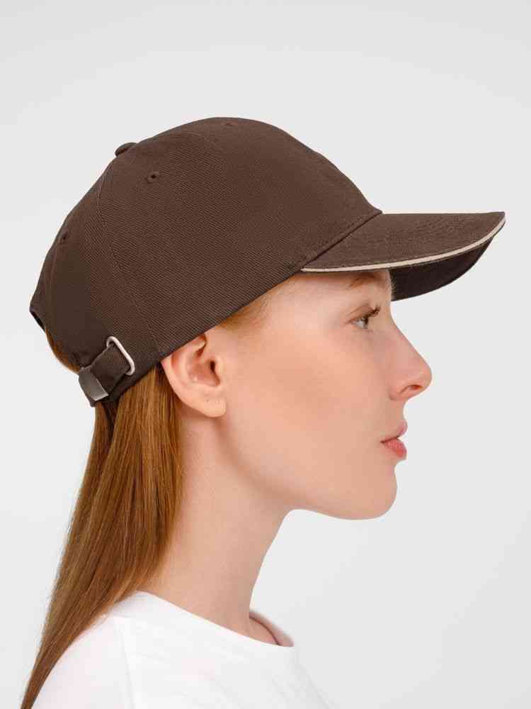 Бейсболка Buffalo, коричневая с бежевым - 9