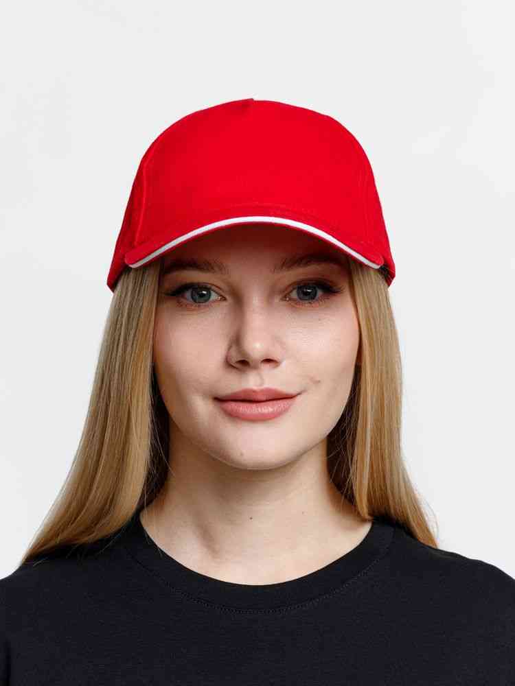 Бейсболка Long Beach, красная с белым - 6