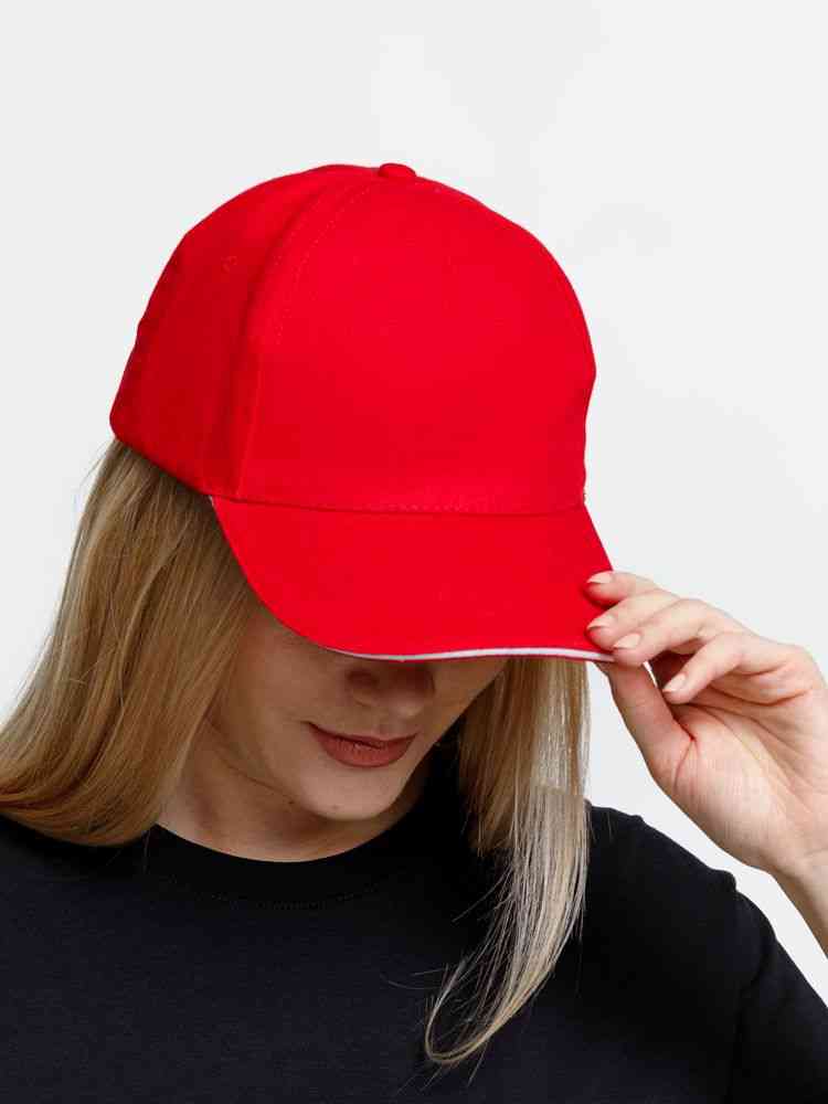 Бейсболка Long Beach, красная с белым - 7