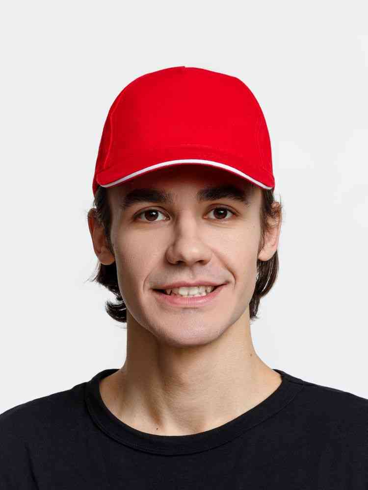 Бейсболка Long Beach, красная с белым - 10