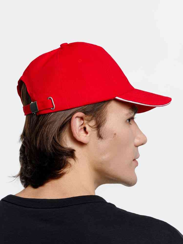 Бейсболка Long Beach, красная с белым - 12