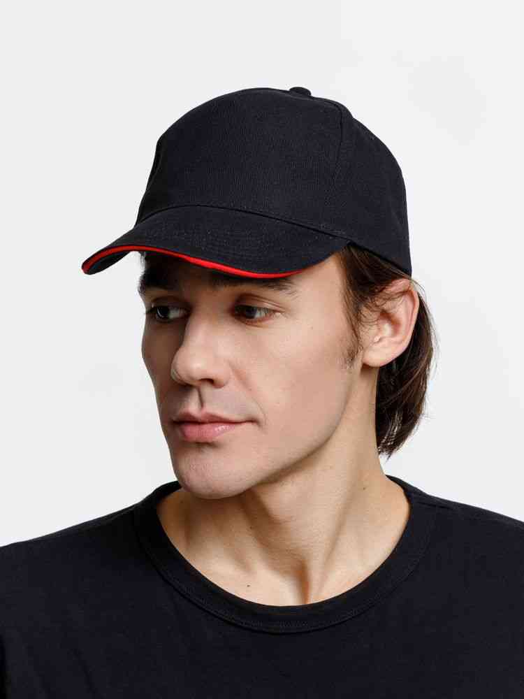 Бейсболка Long Beach, черная с красным - 6