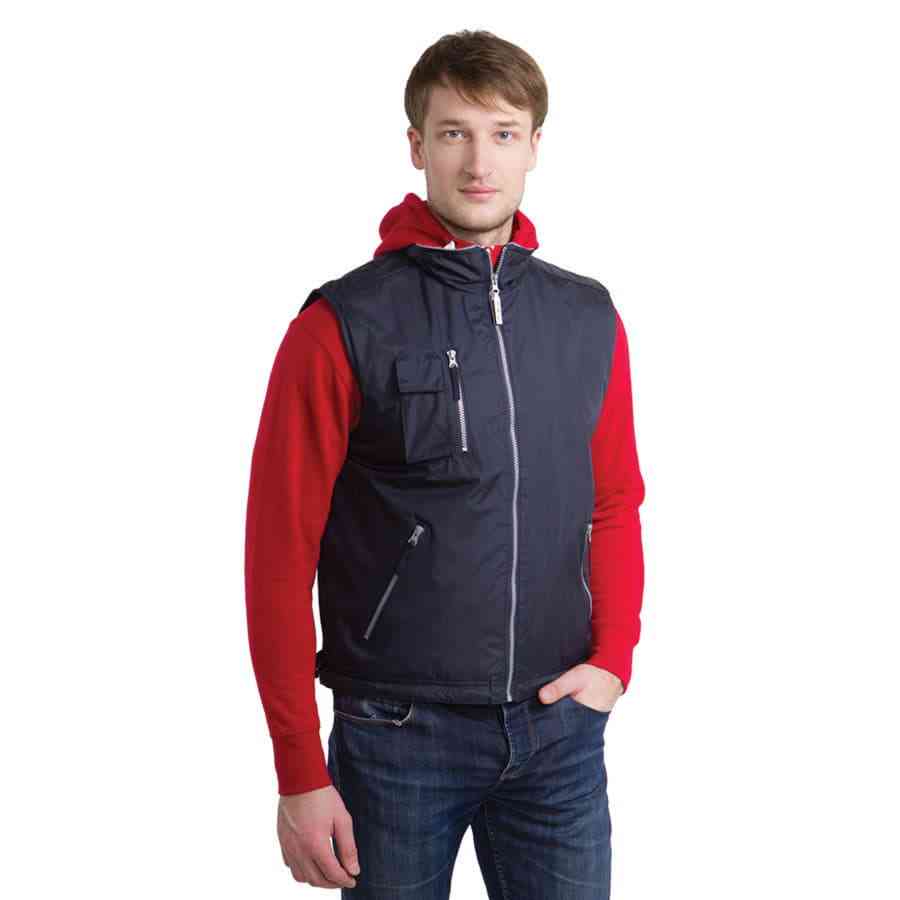 Жилет мужской PORTUGAL, темно-синий, 2XL, осн.ткань:100% полиэстер; подкладка:100% флис, 200 г/м2 - 2