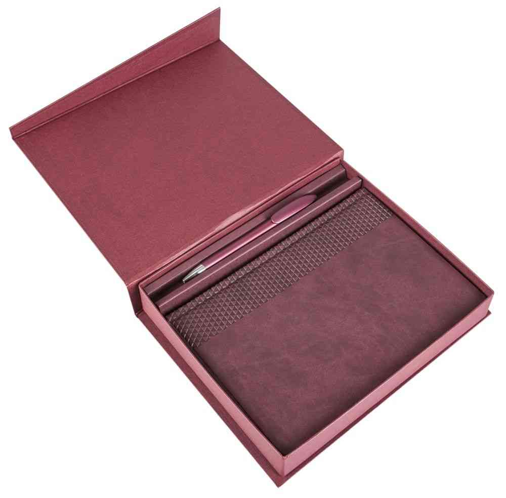 Коробка Duo под ежедневник и ручку, бордовая - 4