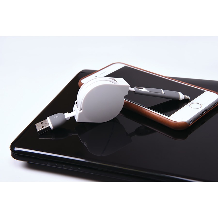 Кабель "Spin" 2 в 1 с разъемами microUSB и lightning - 4