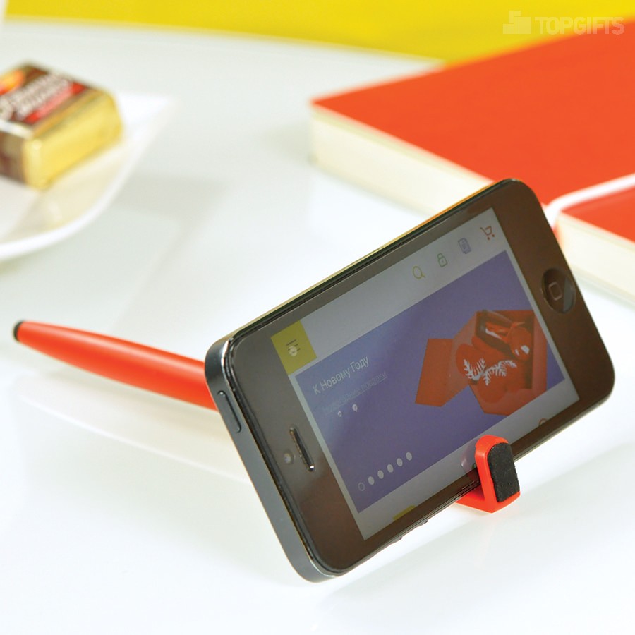 Ручка шариковая N3 со стилусом и подставкой для смартфона - 4