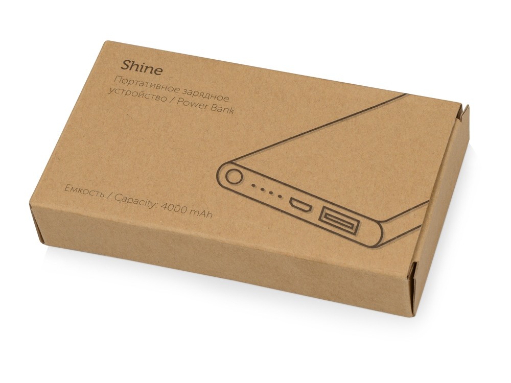 Внешний аккумулятор Shine с зеркальной гравировкой, 4000 mAh - 7