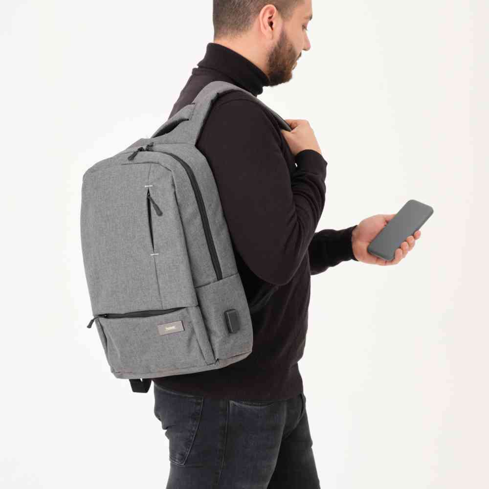 Рюкзак Migliores с USB разъемом, серый/бирюза - 12