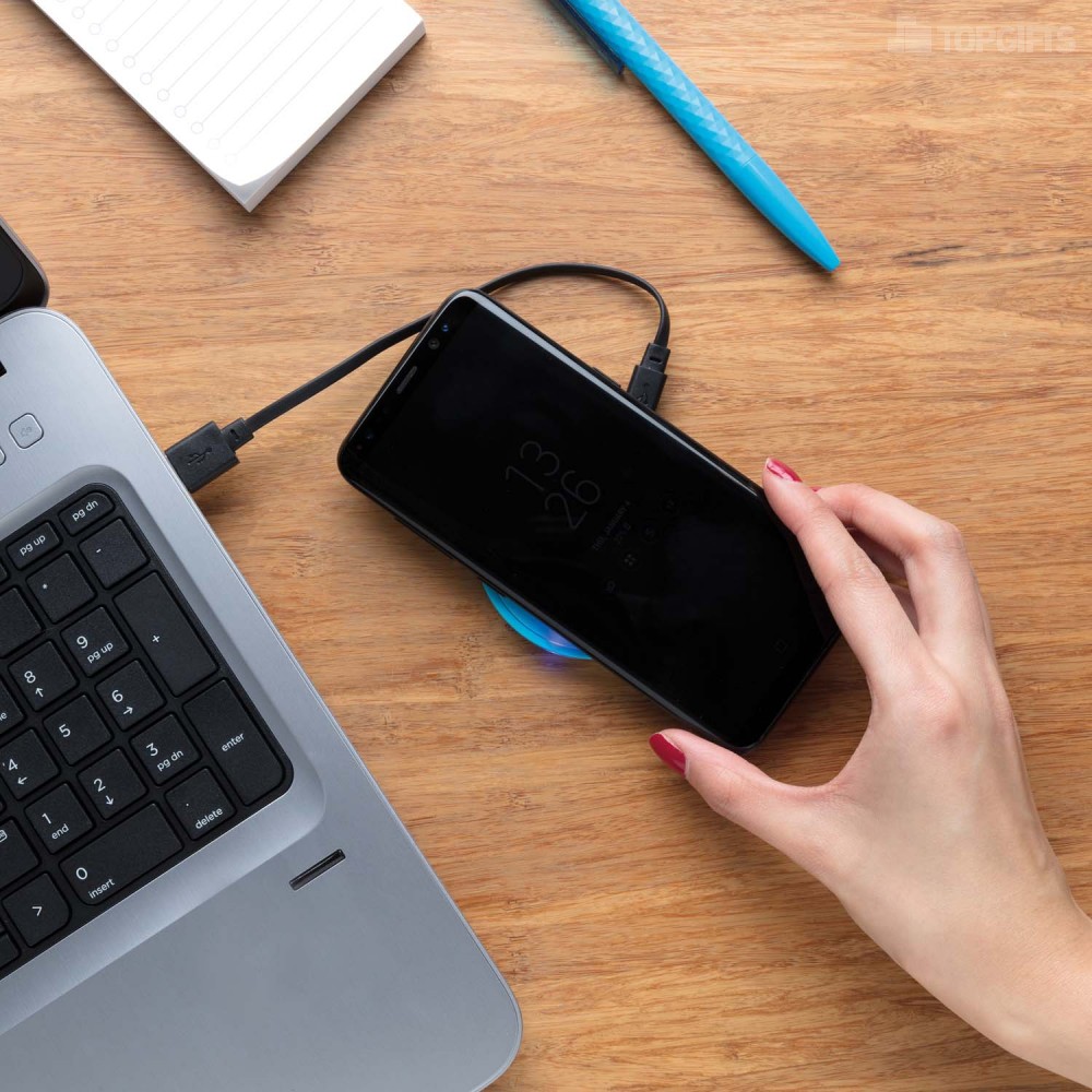 Док-станция для беспроводной зарядки Round, голубая - 8