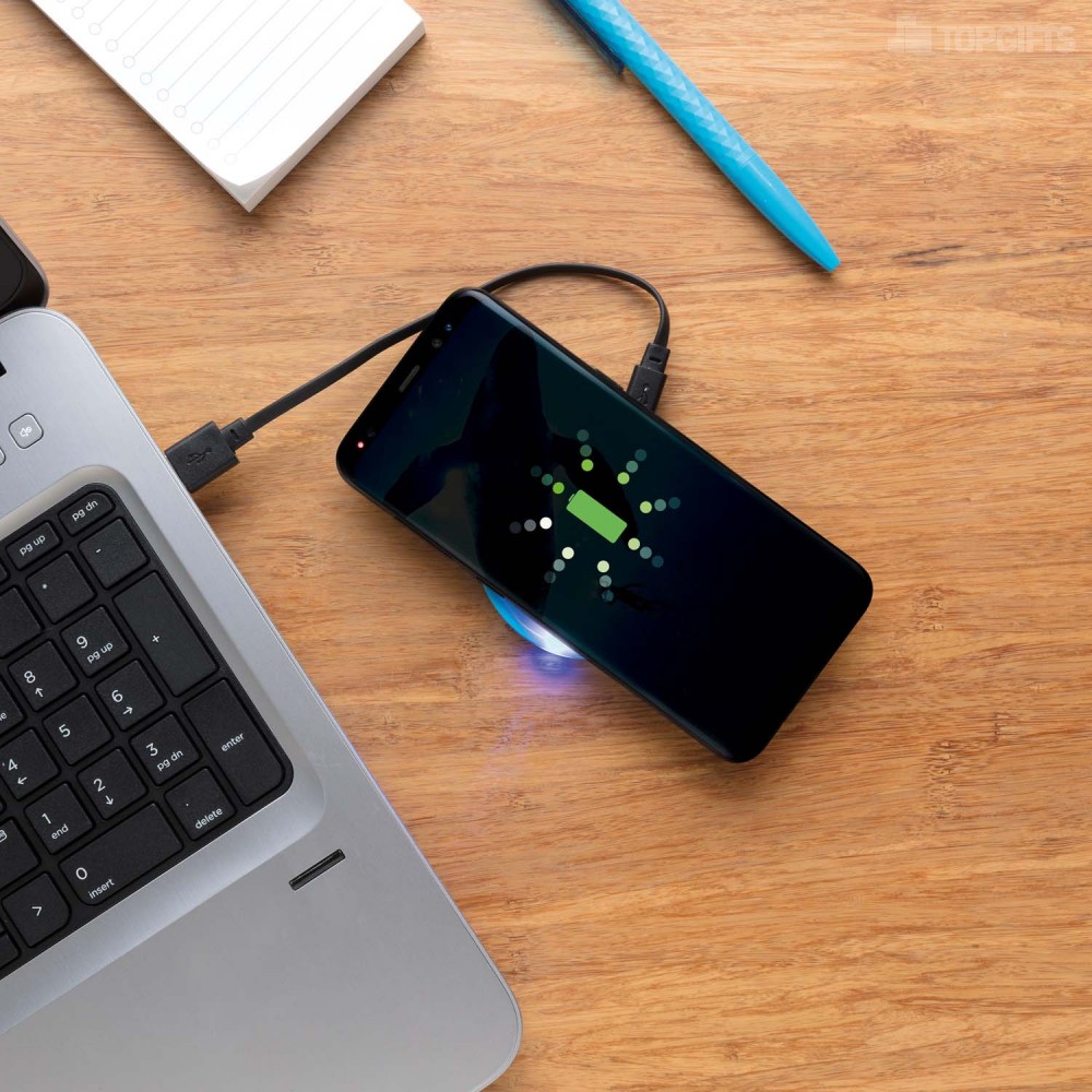 Док-станция для беспроводной зарядки Round, голубая - 9