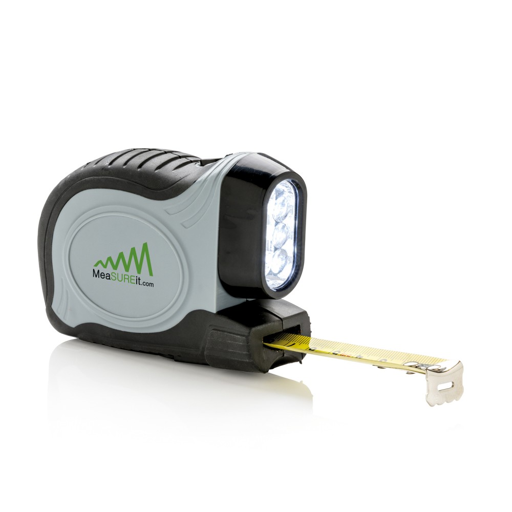 Рулетка с фонариком 2-в-1, серый - 7