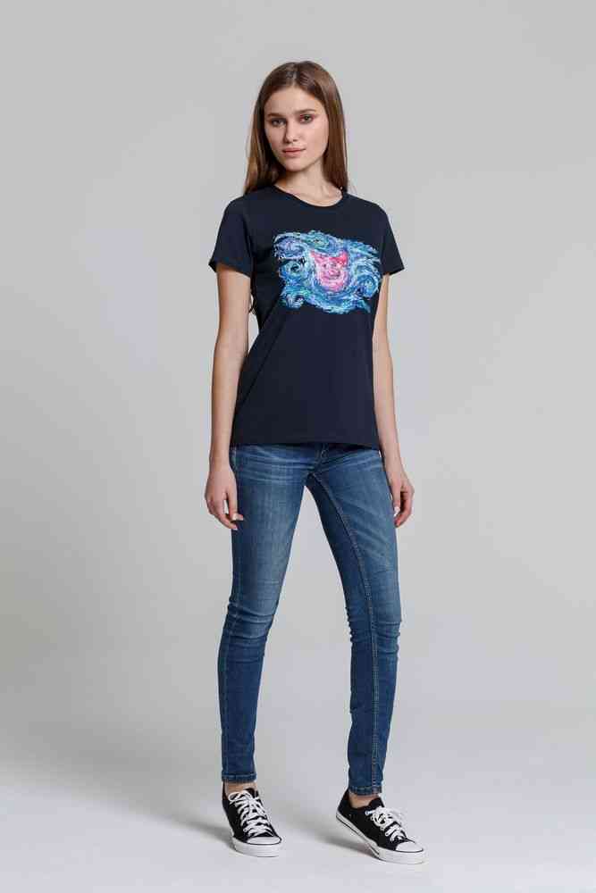 Футболка женская «Ван-Пиг», синяя - 4