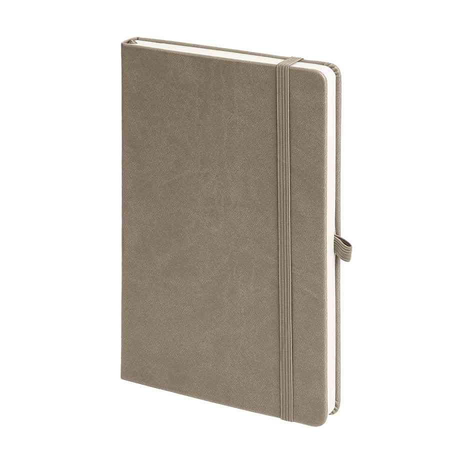 Бизнес-блокнот "Justy", 130*210 мм, светло-коричневый, твердая обложка, резинка 7 мм, блок-линейка