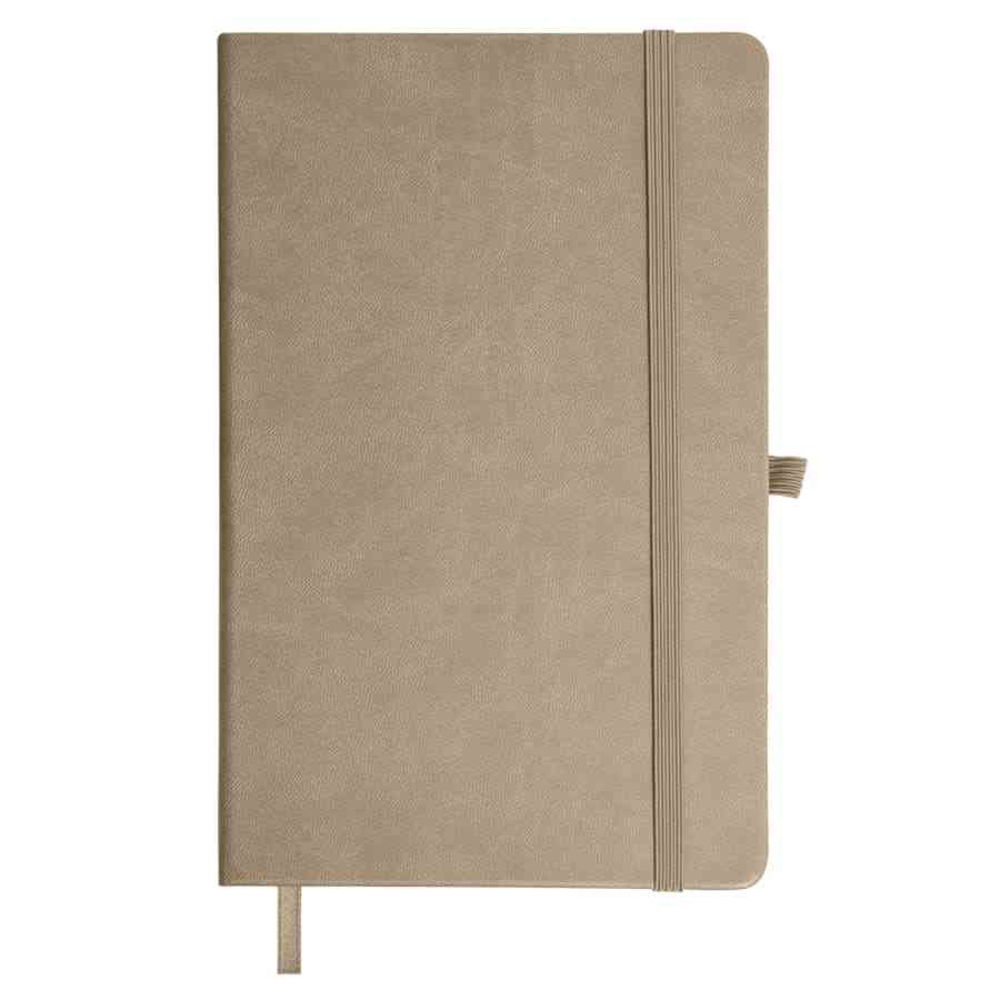 Бизнес-блокнот "Justy", 130*210 мм, светло-коричневый, твердая обложка,  резинка 7 мм, блок-линейка - 2