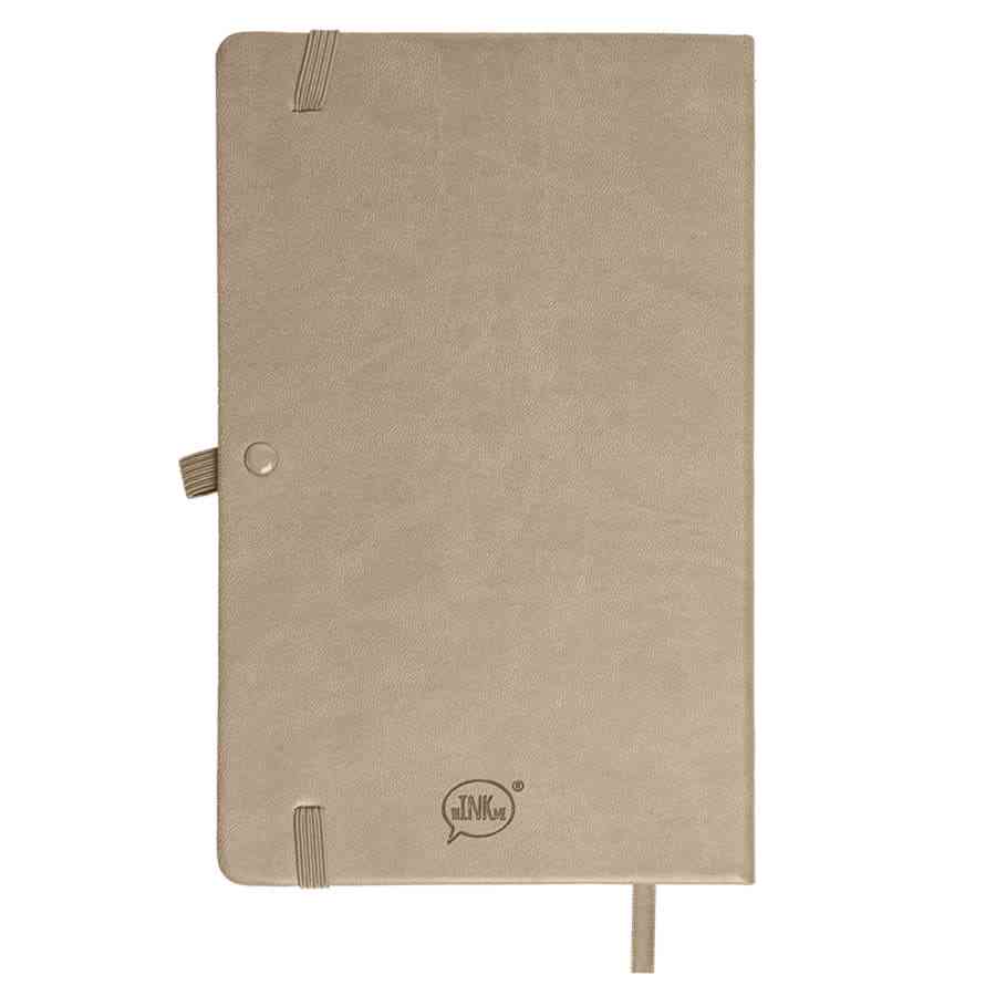 Бизнес-блокнот "Justy", 130*210 мм, светло-коричневый, твердая обложка,  резинка 7 мм, блок-линейка - 3