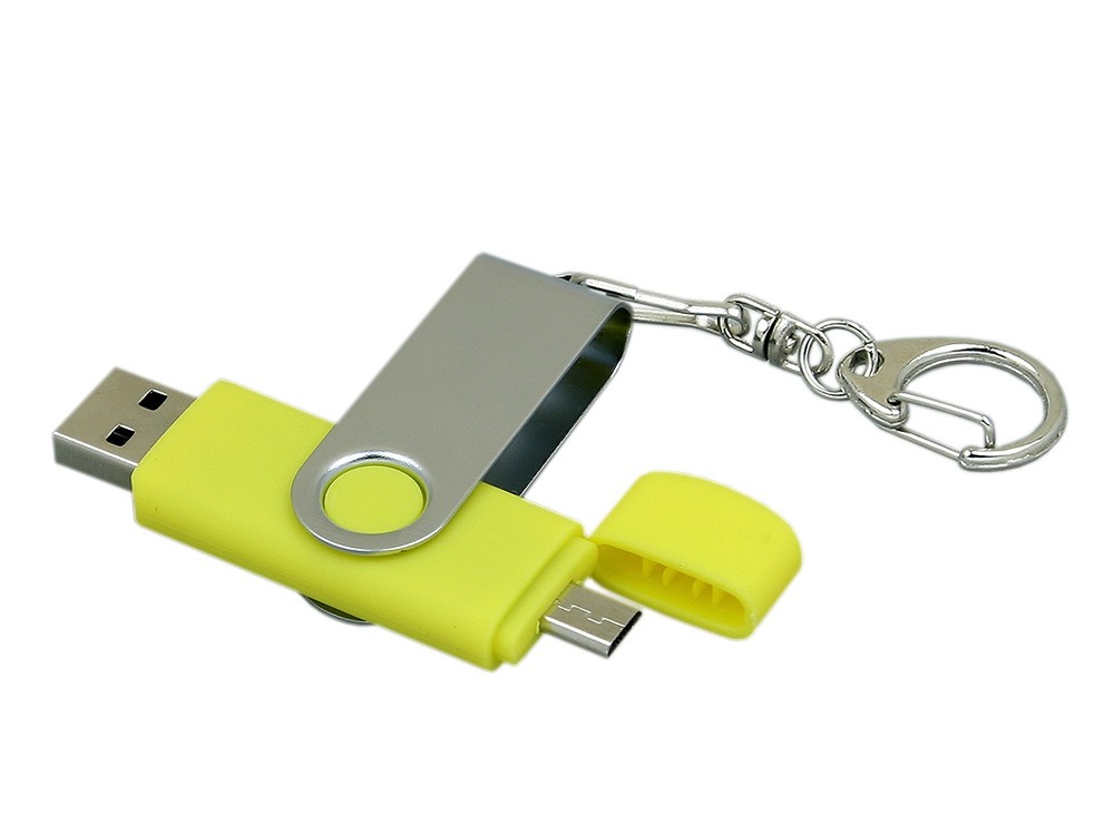 USB 2.0- флешка на 16 Гб с поворотным механизмом и дополнительным разъемом Micro USB - 2