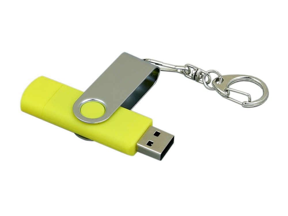 USB 2.0- флешка на 16 Гб с поворотным механизмом и дополнительным разъемом Micro USB - 3