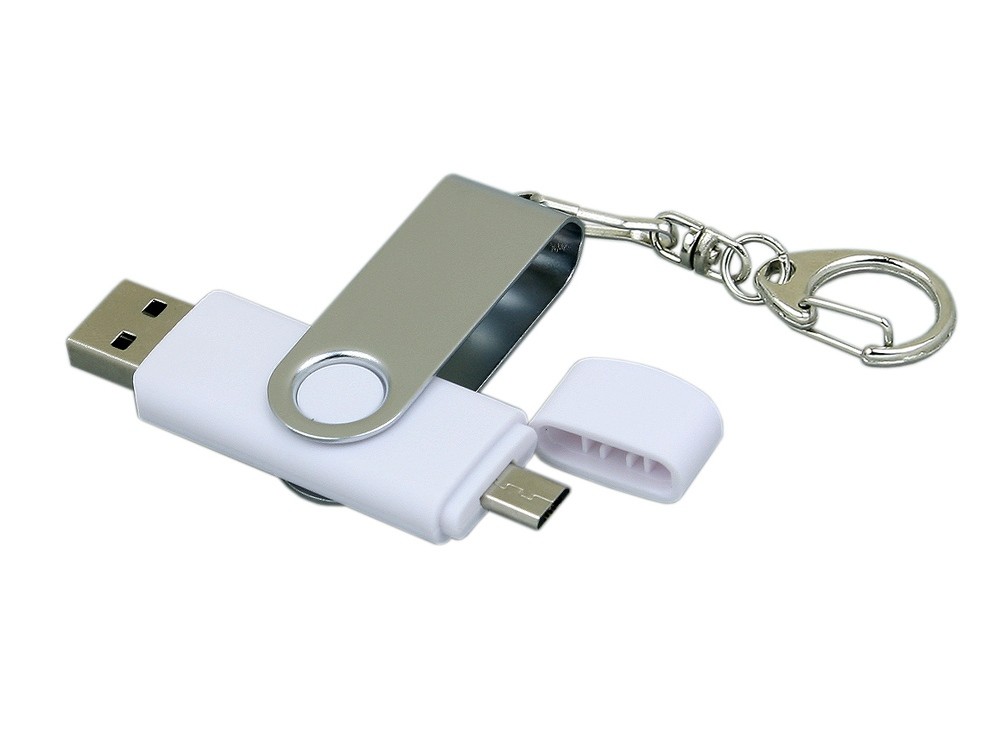 USB 2.0- флешка на 16 Гб с поворотным механизмом и дополнительным разъемом Micro USB - 2