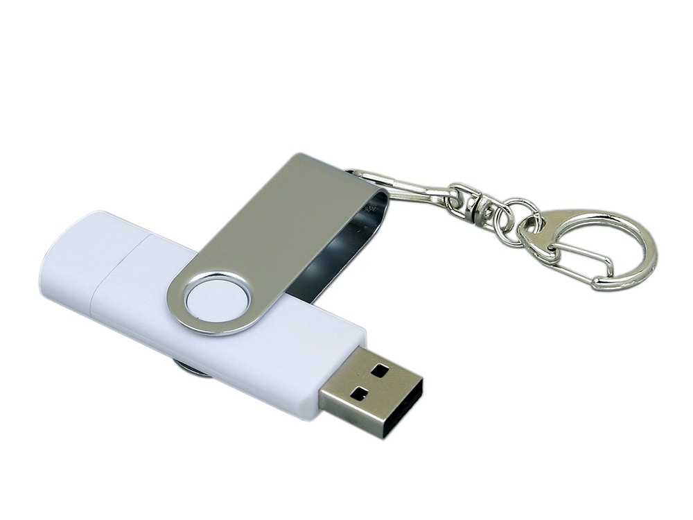 USB 2.0- флешка на 16 Гб с поворотным механизмом и дополнительным разъемом Micro USB - 3