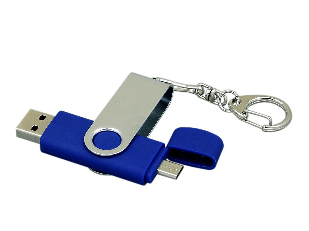 USB 2.0- флешка на 16 Гб с поворотным механизмом и дополнительным разъемом Micro USB - 2