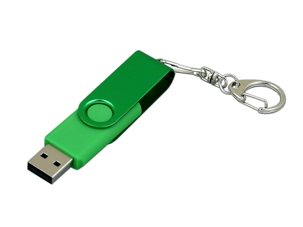 USB 2.0- флешка промо на 16 Гб с поворотным механизмом и однотонным металлическим клипом - 2