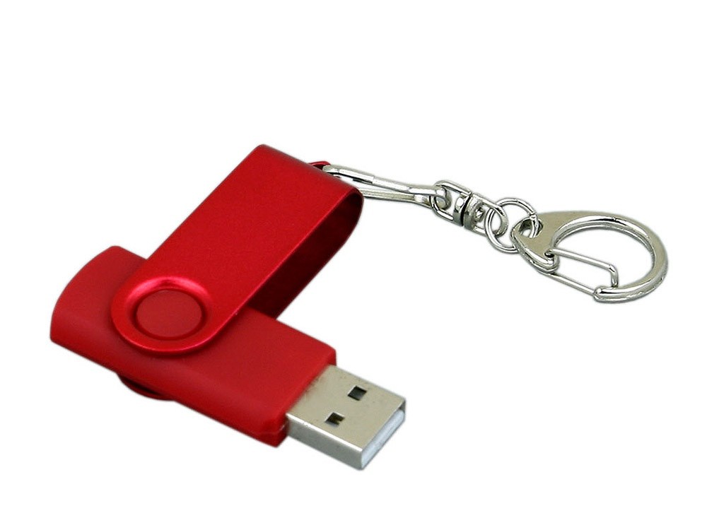 USB 2.0- флешка промо на 64 Гб с поворотным механизмом и однотонным металлическим клипом - 3