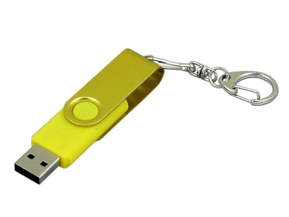 USB 2.0- флешка промо на 64 Гб с поворотным механизмом и однотонным металлическим клипом - 2