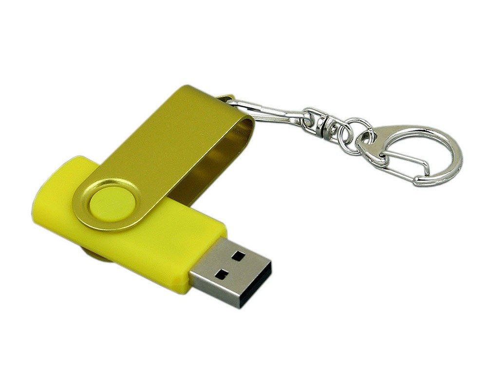 USB 2.0- флешка промо на 64 Гб с поворотным механизмом и однотонным металлическим клипом - 3