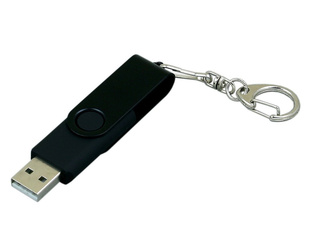 USB 2.0- флешка промо на 64 Гб с поворотным механизмом и однотонным металлическим клипом - 2