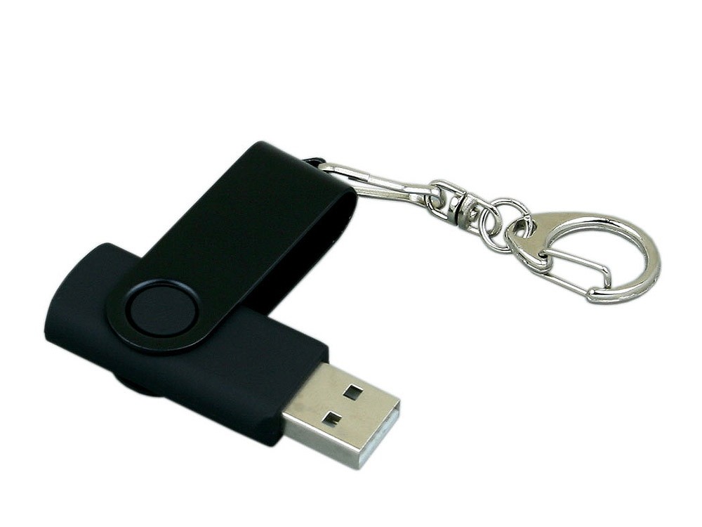 USB 2.0- флешка промо на 64 Гб с поворотным механизмом и однотонным металлическим клипом - 3