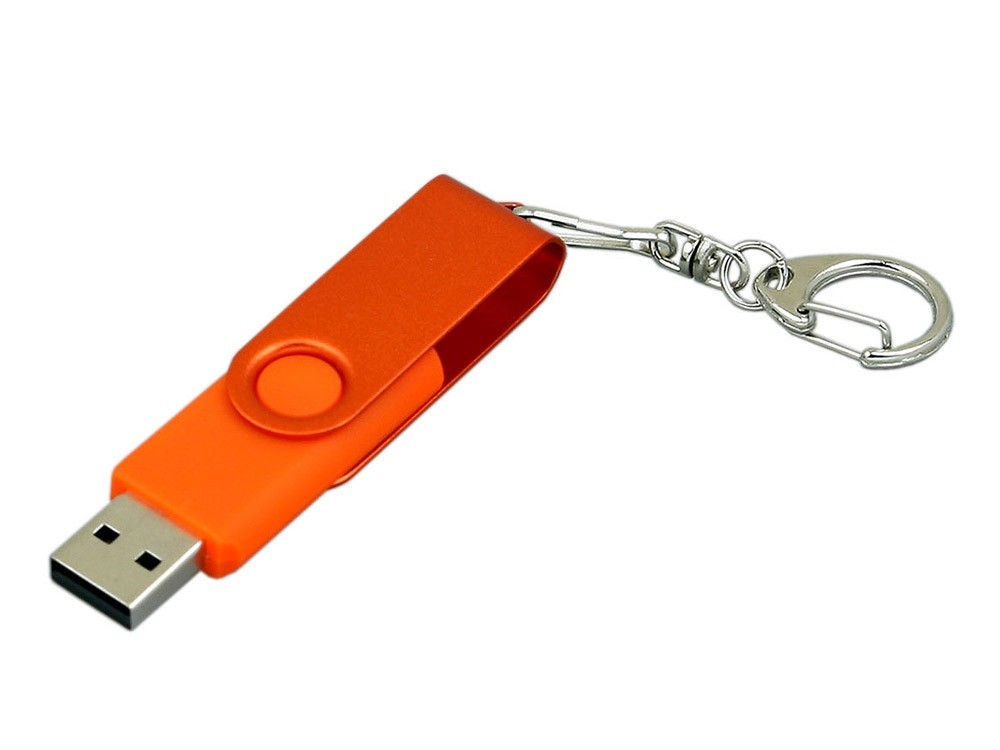 USB 2.0- флешка промо на 64 Гб с поворотным механизмом и однотонным металлическим клипом - 2