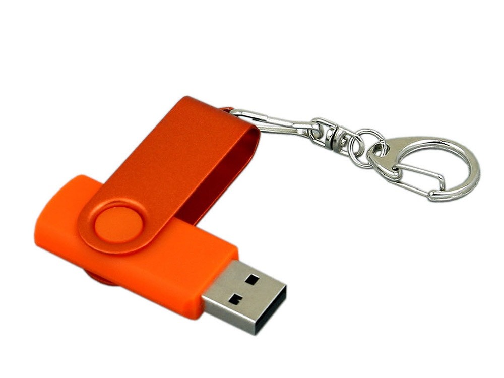 USB 2.0- флешка промо на 64 Гб с поворотным механизмом и однотонным металлическим клипом - 3