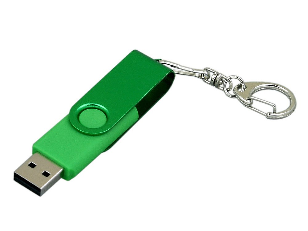 USB 2.0- флешка промо на 64 Гб с поворотным механизмом и однотонным металлическим клипом - 2